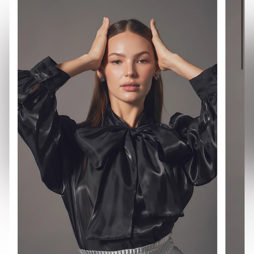 Endless Rose Black Satin Blouse